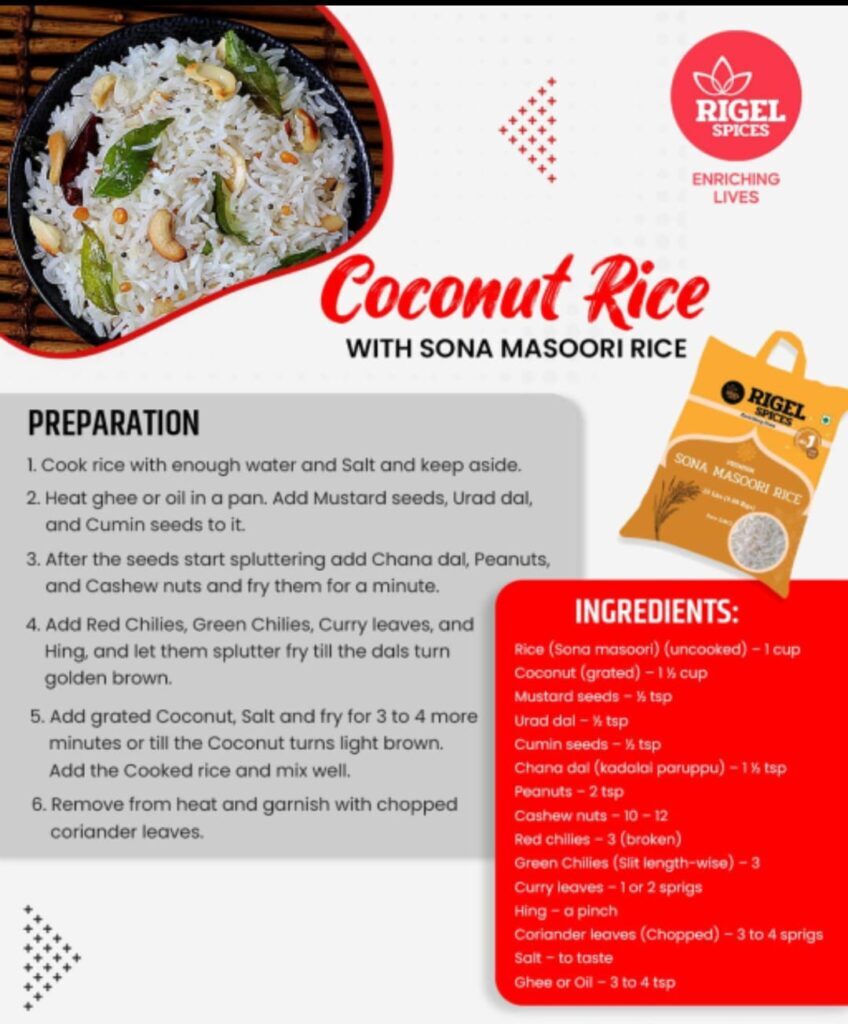 Sona Masoori Coconut Rice